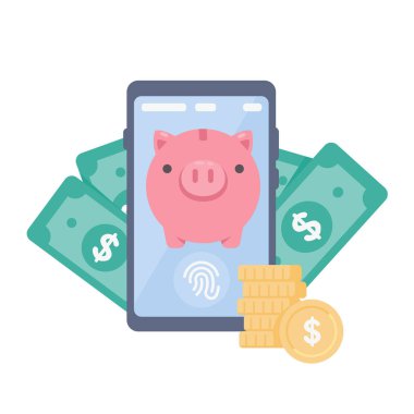 Paralar cep telefonunda. çevrimiçi fatura kavramı