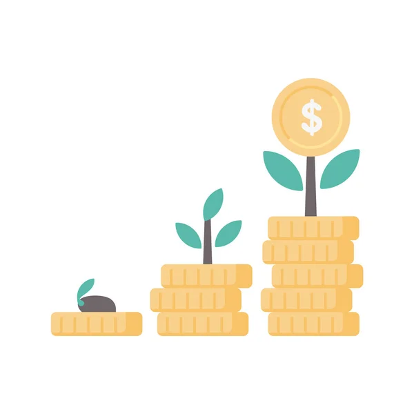 Tree Grows Money Investment Growth Ideas — Vector de stock