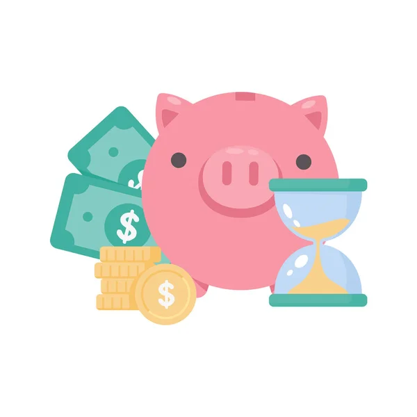 Financial Piggy Bank Ideas Saving Money Future — Vetor de Stock
