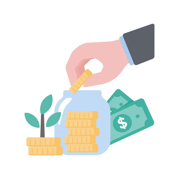 Tree Grows Money Investment Growth Ideas — Vetor de Stock