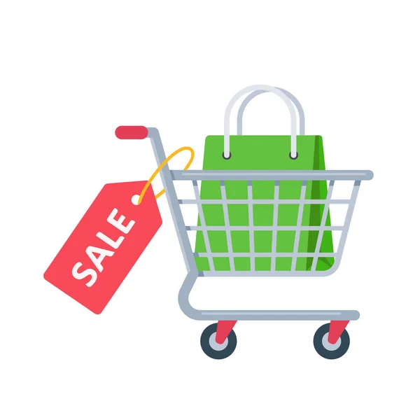 Bevásárlótáska Bevásárlókosár Online Vásárlási Ötletek — Stock Vector