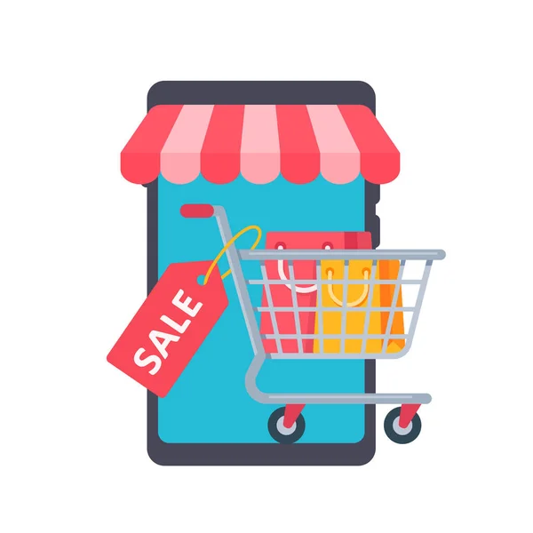 Internetový Obchod Obchody Markýzami Mobilních Telefonech — Stockový vektor