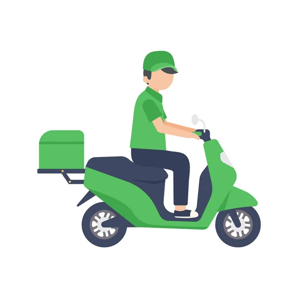 Motocicleta Para Serviço Entrega Alimentos Line Conceito Encomenda — Vetor de Stock