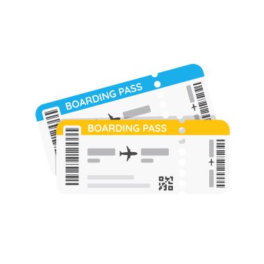 Uçak bileti uçuş detaylarını ve yolculuk süresini belirtin. Havayollarıyla seyahat etmek için.