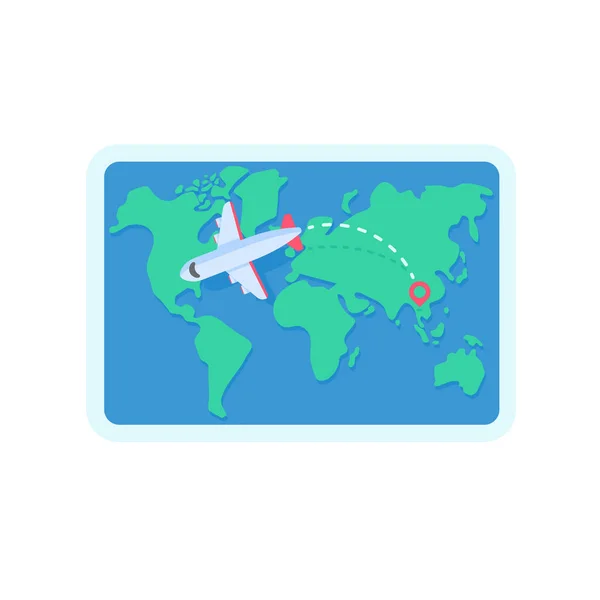 Passagierflugzeug Fliegt Auf Der Weltkarte Urlaubsideen — Stockvektor