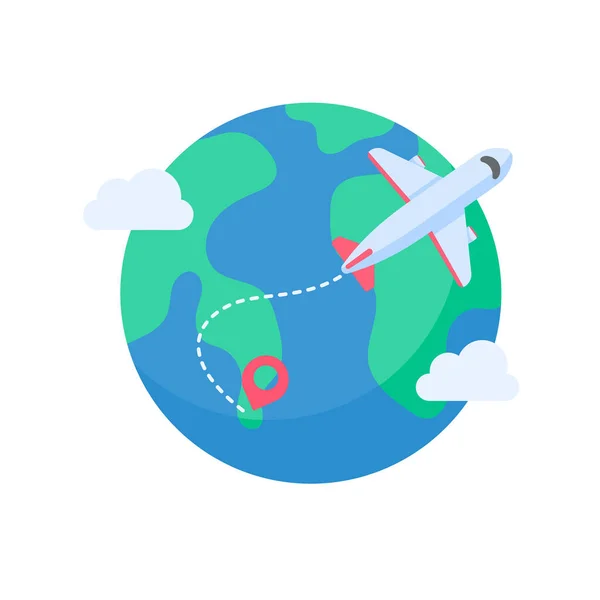 Avión Pasajeros Volando Mapa Del Mundo Vacaciones Ideas Viaje — Vector de stock