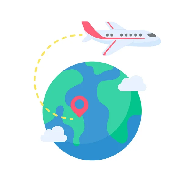 Avião Passageiros Voando Mapa Mundo Ideias Viagem Férias — Vetor de Stock
