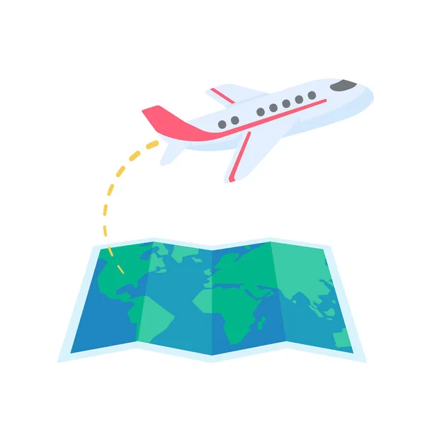 Passenger Plane Flying World Map Vacation Travel Ideas — Vettoriale Stock