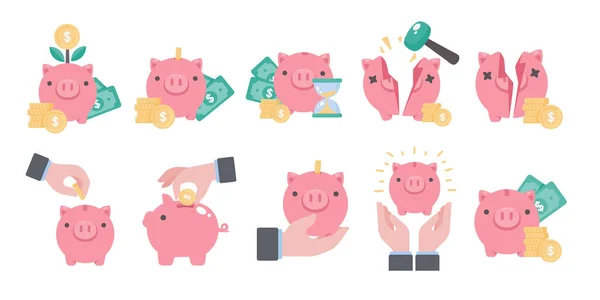 Financial Piggy Bank Ideas Saving Money Future — стоковый вектор
