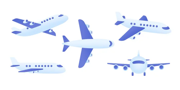 Passenger Plane Flying Sky Side View Travel Concept — 图库矢量图片