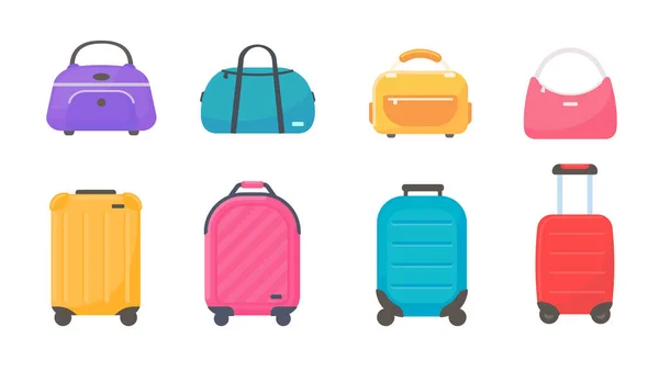 Seyahat Etmek Için Uçağa Binmek Için Bavul — Stok Vektör