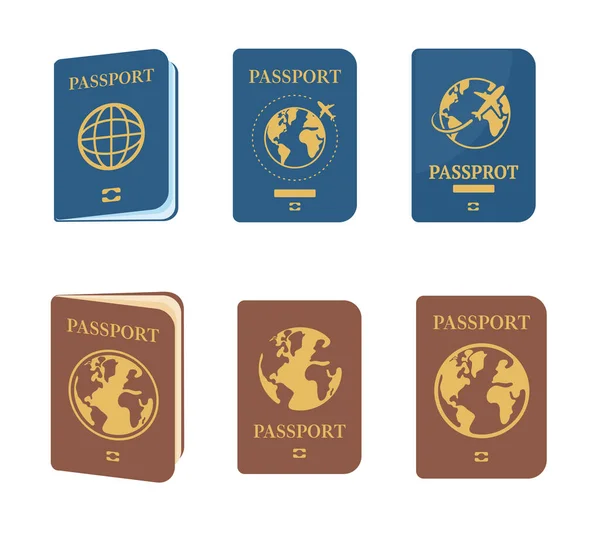 Paszport Dokumenty Podróży Dla Funkcjonariuszy Imigracyjnych Lotnisku Przed Podróżą — Wektor stockowy
