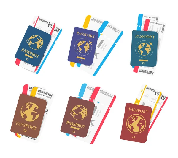 Passaporto Documenti Viaggio Funzionari Dell Immigrazione Aeroporto Prima Del Viaggio — Vettoriale Stock
