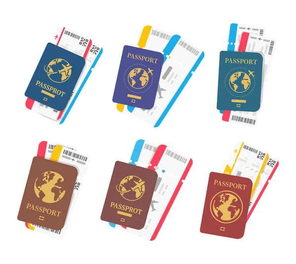 Passport Travel Documents Immigration Officers Airport Traveling — Image vectorielle