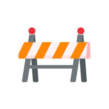 Safety barriers, road repair lines, construction warning signs