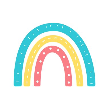 boho rainbow. hand drawn pastel rainbow baby greeting card decorative elements