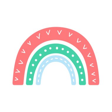 boho rainbow. hand drawn pastel rainbow baby greeting card decorative elements