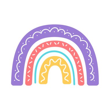 boho rainbow. hand drawn pastel rainbow baby greeting card decorative elements