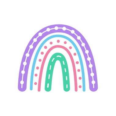 boho rainbow. hand drawn pastel rainbow baby greeting card decorative elements