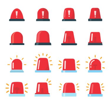 Emergency siren icon. Hazard warning light, ambulance route alarm