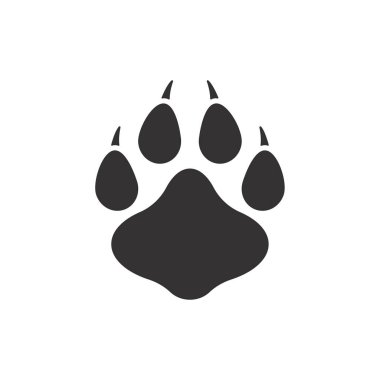 Dog and cat paws with sharp claws. cute animal footprints