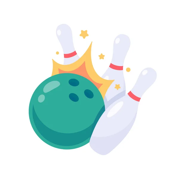 Una Palla Bowling Che Rotola Colpire Perno — Vettoriale Stock