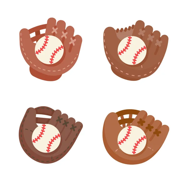 Baseball Gloves Leather Gloves Popular Baseball Game — Stock Vector