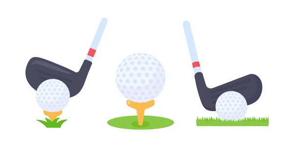 Clubes Golfe Bolas Para Eventos Esportivos Grama —  Vetores de Stock