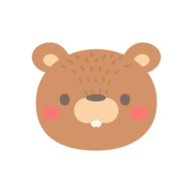 Sincap vektörü. Çocuklar için sevimli hayvan yüzü tasarımı.