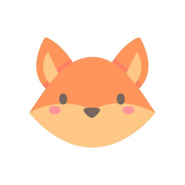 Tilki vektörü. Çocuklar için sevimli hayvan yüzü tasarımı.