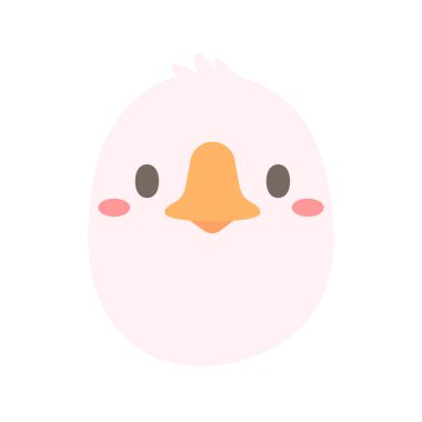 Kaz vektörü. Çocuklar için sevimli hayvan yüzü tasarımı.