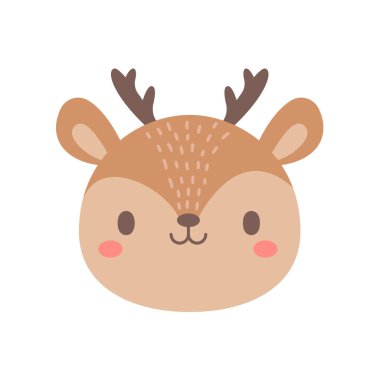 geyik vektörü Çocuklar için sevimli hayvan yüzü tasarımı.