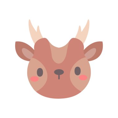 Antilop vektörü. Çocuklar için sevimli hayvan yüzü tasarımı.