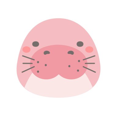 Deniz ineği vektörü. Çocuklar için sevimli hayvan yüzü tasarımı.