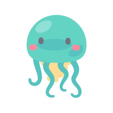 Denizanası vektörü. Çocuklar için sevimli hayvan yüzü tasarımı.