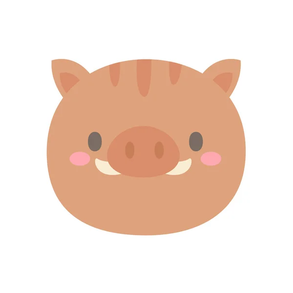 Vector Jabalí Lindo Diseño Cara Animal Para Niños — Vector de stock