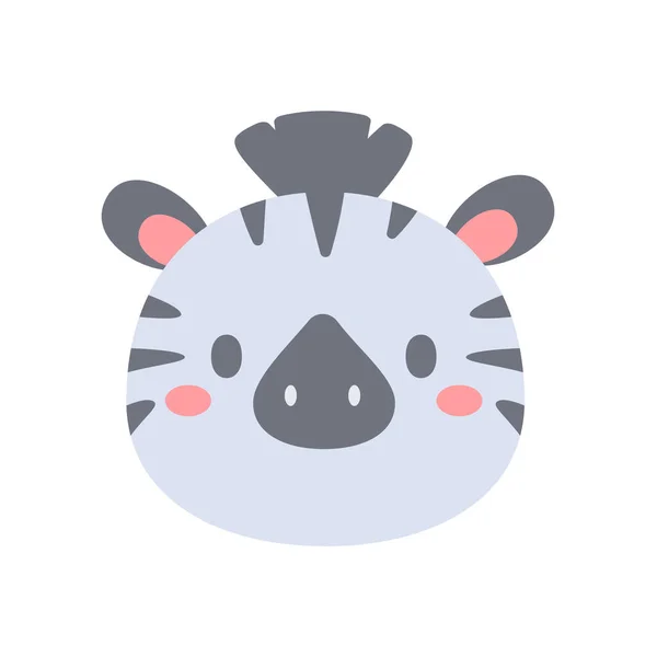Vetor Zebra Design Rosto Animal Bonito Para Crianças —  Vetores de Stock