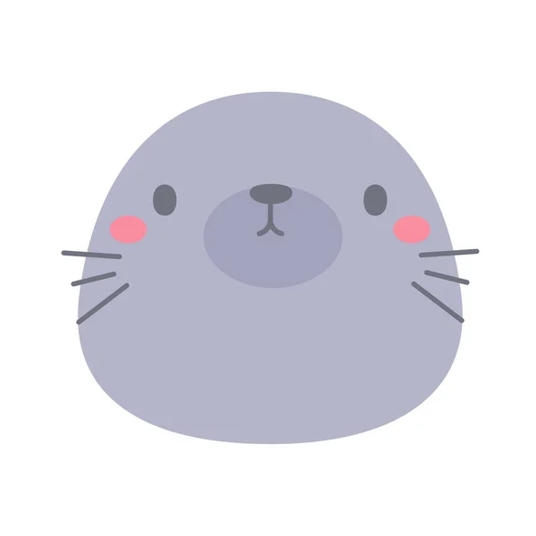 海狮病媒 给孩子们设计可爱的动物脸 — 图库矢量图片