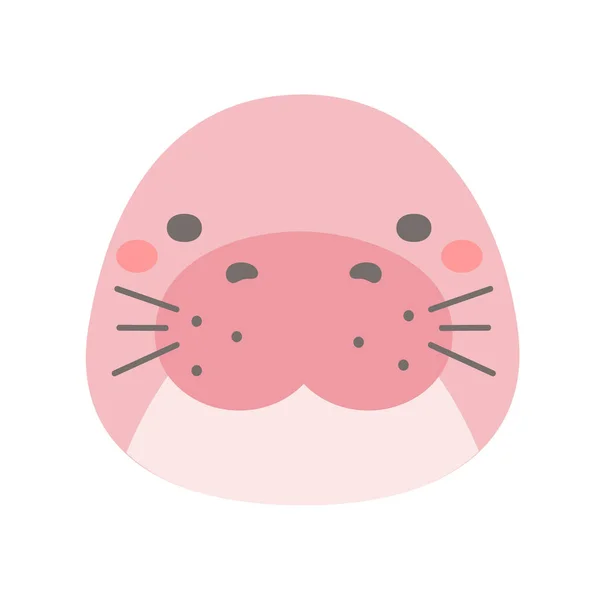 Dugong矢量 给孩子们设计可爱的动物脸 — 图库矢量图片