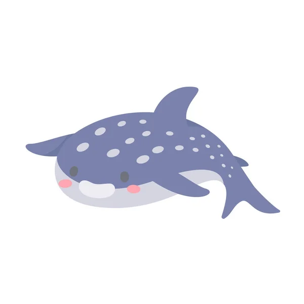 Whale Shark Vector Cute Animal Face Design Kids — Stock Vector