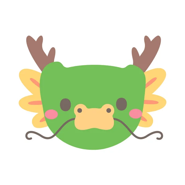 Dragon Vector Cute Animal Face Design Kids — Stock Vector