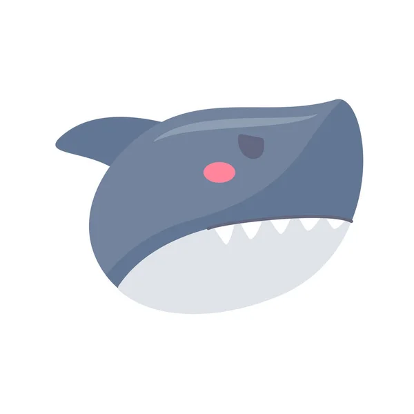 Köpekbalığı Vektörü Çocuklar Için Sevimli Hayvan Yüzü Tasarımı — Stok Vektör