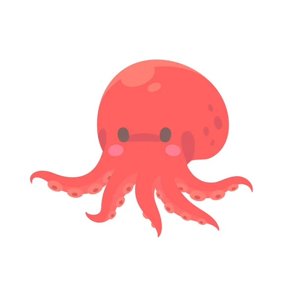 Octopus Vector Cute Wajah Hewan Desain Untuk Anak Anak - Stok Vektor