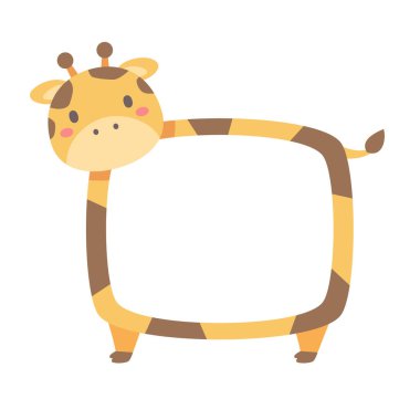 Çocuklar için sevimli vahşi hayvan çizgi film çerçevesi