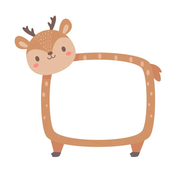 Cute Wild Animal Cartoon Text Frame Kids — Stock Vector