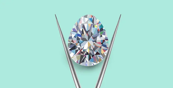 Egg Shaped Diamond Tweezers Πράσινο Φόντο Μέντα Πάσχα Θέμα Κοσμήματα — Φωτογραφία Αρχείου