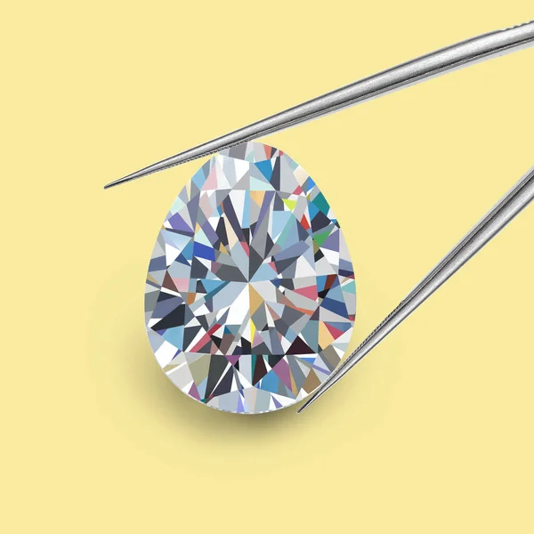 Illustratie Egg Shaped Diamond Conceptual Image Met Gekleurde Facetten Gehouden Stockafbeelding