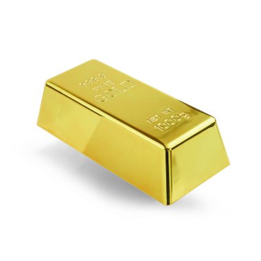 İzole edilmiş altın külçeleri yüzdürmek. 1KG Sarı Değerli Metal Altın Çubuğu Gölgesi Beyaz Arkaplanda. 