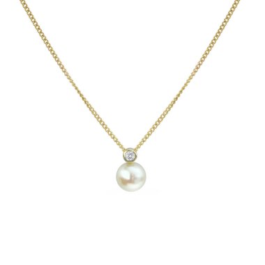 Sarı Altın İnci ve Elmas Kolye