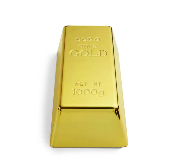 Fine Gold Çubuğu 1KG Dikey Beyaz Arkaplanda Gölgeyle İzole Edildi